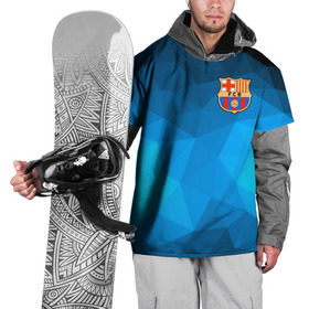 Накидка на куртку 3D с принтом FC Barcelona blue polygon 2018 в Кировске, 100% полиэстер |  | fc barcelona | мяч | спорт | футбол | чеппионат 