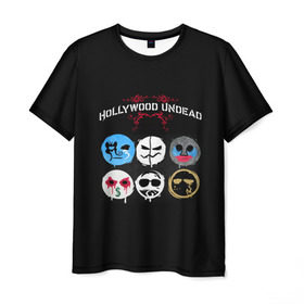 Мужская футболка 3D с принтом Hollywood Undead маски в Кировске, 100% полиэфир | прямой крой, круглый вырез горловины, длина до линии бедер | charlie scene | danny | funny man | hollywood | j dog | johnny 3 tears | undead | альтернативный | андед | голивуд | голливудская | группа | кранккор | метал | нежить | ню | реп | рок | рэп | рэпкор
