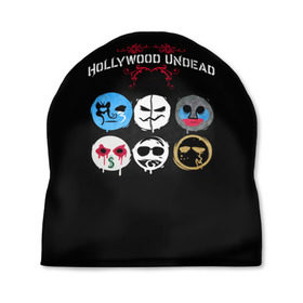 Шапка 3D с принтом Hollywood Undead маски в Кировске, 100% полиэстер | универсальный размер, печать по всей поверхности изделия | charlie scene | danny | funny man | hollywood | j dog | johnny 3 tears | undead | альтернативный | андед | голивуд | голливудская | группа | кранккор | метал | нежить | ню | реп | рок | рэп | рэпкор