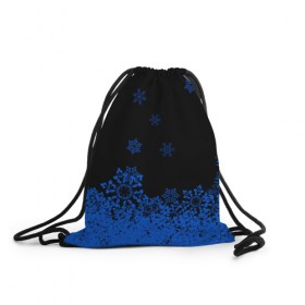 Рюкзак-мешок 3D с принтом Голубые снежинки в Кировске, 100% полиэстер | плотность ткани — 200 г/м2, размер — 35 х 45 см; лямки — толстые шнурки, застежка на шнуровке, без карманов и подкладки | 