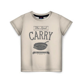 Детская футболка 3D с принтом The Real Carry - Pan Protectio в Кировске, 100% гипоаллергенный полиэфир | прямой крой, круглый вырез горловины, длина до линии бедер, чуть спущенное плечо, ткань немного тянется | battlegrounds | playerunknowns | pubg | пубг | сковородка