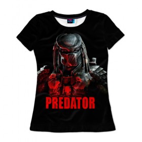 Женская футболка 3D с принтом Predator в Кировске, 100% полиэфир ( синтетическое хлопкоподобное полотно) | прямой крой, круглый вырез горловины, длина до линии бедер | блокбастер | боевик | кино | киногерой | кинофильм | оружие | фантастика | хищник