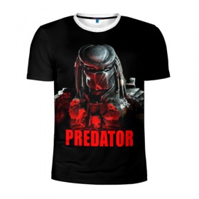 Мужская футболка 3D спортивная с принтом Predator в Кировске, 100% полиэстер с улучшенными характеристиками | приталенный силуэт, круглая горловина, широкие плечи, сужается к линии бедра | блокбастер | боевик | кино | киногерой | кинофильм | оружие | фантастика | хищник