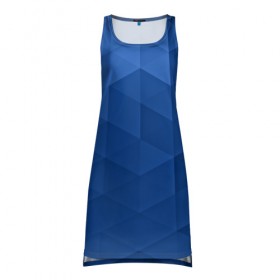 Платье-майка 3D с принтом trianse blue в Кировске, 100% полиэстер | полуприлегающий силуэт, широкие бретели, круглый вырез горловины, удлиненный подол сзади. | abstraction | абстракция | геометрия | грани | полигоны | сочетания | треугольники