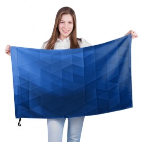 Флаг 3D с принтом trianse blue в Кировске, 100% полиэстер | плотность ткани — 95 г/м2, размер — 67 х 109 см. Принт наносится с одной стороны | abstraction | абстракция | геометрия | грани | полигоны | сочетания | треугольники