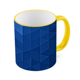 Кружка 3D с принтом trianse blue в Кировске, керамика | ёмкость 330 мл | abstraction | абстракция | геометрия | грани | полигоны | сочетания | треугольники