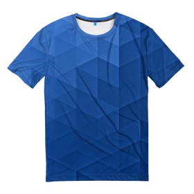 Мужская футболка 3D с принтом trianse blue в Кировске, 100% полиэфир | прямой крой, круглый вырез горловины, длина до линии бедер | abstraction | абстракция | геометрия | грани | полигоны | сочетания | треугольники