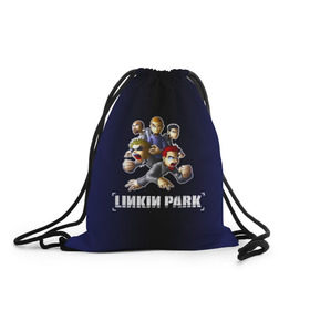 Рюкзак-мешок 3D с принтом Группа Linkin Park в Кировске, 100% полиэстер | плотность ткани — 200 г/м2, размер — 35 х 45 см; лямки — толстые шнурки, застежка на шнуровке, без карманов и подкладки | 