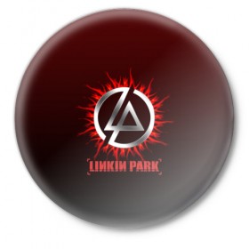 Значок с принтом Красно-черный Linkin Park в Кировске,  металл | круглая форма, металлическая застежка в виде булавки | 