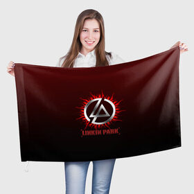 Флаг 3D с принтом Красно-черный Linkin Park в Кировске, 100% полиэстер | плотность ткани — 95 г/м2, размер — 67 х 109 см. Принт наносится с одной стороны | 