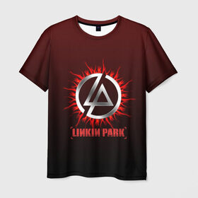 Мужская футболка 3D с принтом Красно-черный Linkin Park в Кировске, 100% полиэфир | прямой крой, круглый вырез горловины, длина до линии бедер | 