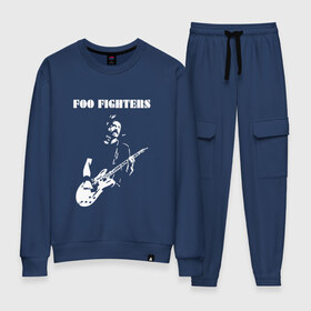 Женский костюм хлопок с принтом Foo Fighters в Кировске, 100% хлопок | на свитшоте круглая горловина, мягкая резинка по низу. Брюки заужены к низу, на них два вида карманов: два 