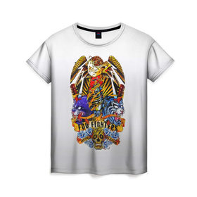 Женская футболка 3D с принтом Foo Fighters, орел и тигры в Кировске, 100% полиэфир ( синтетическое хлопкоподобное полотно) | прямой крой, круглый вырез горловины, длина до линии бедер | 