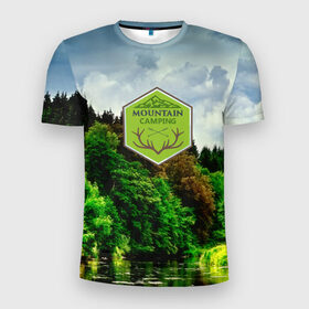 Мужская футболка 3D спортивная с принтом Mountain Camping в Кировске, 100% полиэстер с улучшенными характеристиками | приталенный силуэт, круглая горловина, широкие плечи, сужается к линии бедра | mountain | возвышение | возвышенность | гора | горка | горы | лес | природа | склон | туман | холм