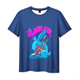 Мужская футболка 3D с принтом Заяц Blink-182 в Кировске, 100% полиэфир | прямой крой, круглый вырез горловины, длина до линии бедер | Тематика изображения на принте: 