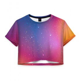 Женская футболка 3D укороченная с принтом Космическая абстракция в Кировске, 100% полиэстер | круглая горловина, длина футболки до линии талии, рукава с отворотами | pattern | абстракция | арт | вселенная | звезды | космос | узор