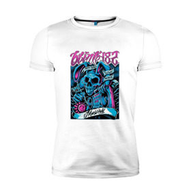 Мужская футболка премиум с принтом Заяц Blink-182 в Кировске, 92% хлопок, 8% лайкра | приталенный силуэт, круглый вырез ворота, длина до линии бедра, короткий рукав | Тематика изображения на принте: 