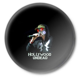 Значок с принтом J-Dog группа Hollywood Undead в Кировске,  металл | круглая форма, металлическая застежка в виде булавки | Тематика изображения на принте: 