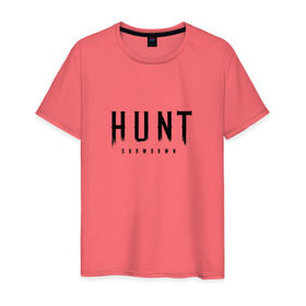 Мужская футболка хлопок с принтом Hunt: Showdown Black Logo в Кировске, 100% хлопок | прямой крой, круглый вырез горловины, длина до линии бедер, слегка спущенное плечо. | crytek | game | hunt | hunt: showdown | hunter | monsters | showdown | игра | крайтек | охота | столкновение