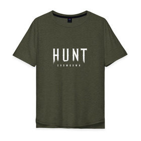 Мужская футболка хлопок Oversize с принтом Hunt: Showdown White Logo в Кировске, 100% хлопок | свободный крой, круглый ворот, “спинка” длиннее передней части | crytek | game | hunt | hunt: showdown | hunter | monsters | showdown | игра | крайтек | охота | столкновение