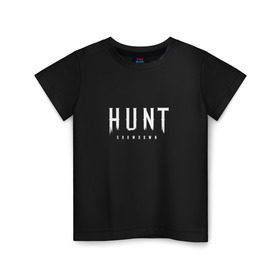 Детская футболка хлопок с принтом Hunt: Showdown White Logo в Кировске, 100% хлопок | круглый вырез горловины, полуприлегающий силуэт, длина до линии бедер | crytek | game | hunt | hunt: showdown | hunter | monsters | showdown | игра | крайтек | охота | столкновение