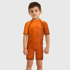 Детский купальный костюм 3D с принтом Orange abstraction в Кировске, Полиэстер 85%, Спандекс 15% | застежка на молнии на спине | abstraction | geometry | polygon | абстракция | геометрия | грань | краски | кубик | кубики | линии | мозаика | полигоны | ребро | текстура | узор