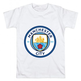 Мужская футболка хлопок с принтом Manchester City в Кировске, 100% хлопок | прямой крой, круглый вырез горловины, длина до линии бедер, слегка спущенное плечо. | citi | city | manchester | siti | англия | болельщик | горожане | гостевая | манчестер | сити | фанат | форма | футбольная