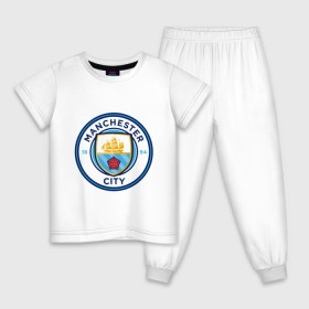 Детская пижама хлопок с принтом Manchester City в Кировске, 100% хлопок |  брюки и футболка прямого кроя, без карманов, на брюках мягкая резинка на поясе и по низу штанин
 | citi | city | manchester | siti | англия | болельщик | горожане | гостевая | манчестер | сити | фанат | форма | футбольная