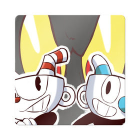 Магнит виниловый Квадрат с принтом Cuphead в Кировске, полимерный материал с магнитным слоем | размер 9*9 см, закругленные углы | cuphead