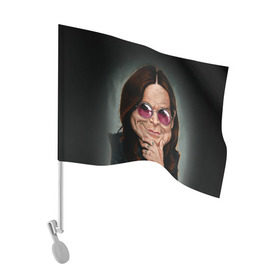 Флаг для автомобиля с принтом Оззи Осборн в Кировске, 100% полиэстер | Размер: 30*21 см | black sabbath | ozzy osbourne | оззи осборн