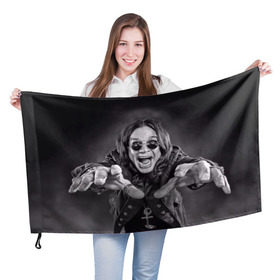 Флаг 3D с принтом Оззи Осборн в Кировске, 100% полиэстер | плотность ткани — 95 г/м2, размер — 67 х 109 см. Принт наносится с одной стороны | black sabbath | ozzy osbourne | оззи осборн