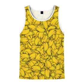 Мужская майка 3D с принтом Бананы в Кировске, 100% полиэстер | круглая горловина, приталенный силуэт, длина до линии бедра. Пройма и горловина окантованы тонкой бейкой | Тематика изображения на принте: banana | vegan | банан | веган | желтый | паттерн | текстура | фрукт