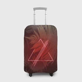 Чехол для чемодана 3D с принтом Neon light в Кировске, 86% полиэфир, 14% спандекс | двустороннее нанесение принта, прорези для ручек и колес | Тематика изображения на принте: неон | папоротник | треугольник