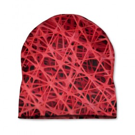 Шапка 3D с принтом Сетка в Кировске, 100% полиэстер | универсальный размер, печать по всей поверхности изделия | красный | модные | пластик | сети | сетка | текстура | цвет