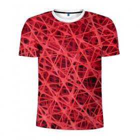 Мужская футболка 3D спортивная с принтом Сетка в Кировске, 100% полиэстер с улучшенными характеристиками | приталенный силуэт, круглая горловина, широкие плечи, сужается к линии бедра | красный | модные | пластик | сети | сетка | текстура | цвет