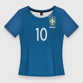Женская футболка 3D Slim с принтом Нэймар Форма Гостевая 17 18 в Кировске,  |  | brazil | jr | neymar | paris saint garmain | psg | world cup | бразилия | неймар | нэймар | по футболу | сборная бразилии | футбольная форма | чемпионат мира