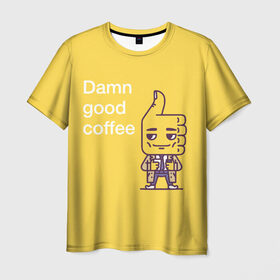 Мужская футболка 3D с принтом Чертовски хороший кофе в Кировске, 100% полиэфир | прямой крой, круглый вырез горловины, длина до линии бедер | fbi | fагент купер | twin peaks | лайк | лойс | луцк | палец вверх | смайлик | твин пикс | человечек