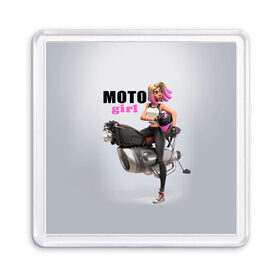 Магнит 55*55 с принтом Moto Girl в Кировске, Пластик | Размер: 65*65 мм; Размер печати: 55*55 мм | girl | moto | motorcycle | аниме | байк | байкер | девушка | мото | мотоцикл
