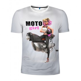 Мужская футболка 3D спортивная с принтом Moto Girl в Кировске, 100% полиэстер с улучшенными характеристиками | приталенный силуэт, круглая горловина, широкие плечи, сужается к линии бедра | girl | moto | motorcycle | аниме | байк | байкер | девушка | мото | мотоцикл