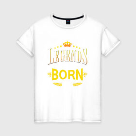 Женская футболка хлопок с принтом Legends are born in february в Кировске, 100% хлопок | прямой крой, круглый вырез горловины, длина до линии бедер, слегка спущенное плечо | 