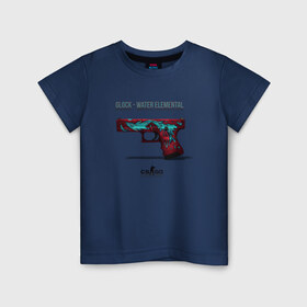 Детская футболка хлопок с принтом Glock - Water Elemental в Кировске, 100% хлопок | круглый вырез горловины, полуприлегающий силуэт, длина до линии бедер | cs go | global offensive | глок | каэс | контр страйк | контра | кс | оружие | пистолет | скин