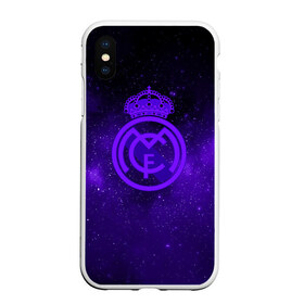 Чехол для iPhone XS Max матовый с принтом FC Real Madrid(SPACE STYLE) в Кировске, Силикон | Область печати: задняя сторона чехла, без боковых панелей | real madrid | футбол | футбольный клуб | чемпионат