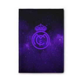 Обложка для автодокументов с принтом FC Real Madrid(SPACE STYLE) в Кировске, натуральная кожа |  размер 19,9*13 см; внутри 4 больших “конверта” для документов и один маленький отдел — туда идеально встанут права | real madrid | футбол | футбольный клуб | чемпионат