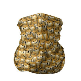 Бандана-труба 3D с принтом Собачки Doge в Кировске, 100% полиэстер, ткань с особыми свойствами — Activecool | плотность 150‒180 г/м2; хорошо тянется, но сохраняет форму | Тематика изображения на принте: doge | meme | доги | желтый | мем | паттерн | пёс | собака | текстура