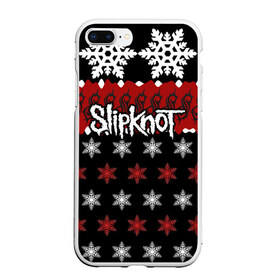 Чехол для iPhone 7Plus/8 Plus матовый с принтом Праздничный Slipknot в Кировске, Силикон | Область печати: задняя сторона чехла, без боковых панелей | Тематика изображения на принте: slipknot | альтернативный метал | андерс | грув метал | колсефни | кори | красный | метал | музыка | новогодний | новый год | ню метал | рождество | рок | слипкнот | снежинки | тейлор