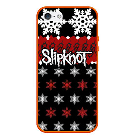 Чехол для iPhone 5/5S матовый с принтом Праздничный Slipknot в Кировске, Силикон | Область печати: задняя сторона чехла, без боковых панелей | Тематика изображения на принте: slipknot | альтернативный метал | андерс | грув метал | колсефни | кори | красный | метал | музыка | новогодний | новый год | ню метал | рождество | рок | слипкнот | снежинки | тейлор