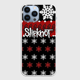 Чехол для iPhone 13 Pro Max с принтом Праздничный Slipknot в Кировске,  |  | Тематика изображения на принте: slipknot | альтернативный метал | андерс | грув метал | колсефни | кори | красный | метал | музыка | новогодний | новый год | ню метал | рождество | рок | слипкнот | снежинки | тейлор