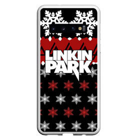 Чехол для Samsung Galaxy S10 с принтом Праздничный Linkin Park в Кировске, Силикон | Область печати: задняя сторона чехла, без боковых панелей | b | chester | linkin park | альтернативный метал | альтернативный рок | беннингтон | группа | знак | красный | линкин парк | музыкант | надпись | новогодний | новый год | ню метал | певец | праздник | рождество