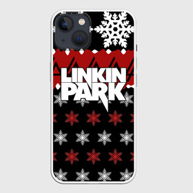 Чехол для iPhone 13 с принтом Праздничный Linkin Park в Кировске,  |  | b | chester | linkin park | альтернативный метал | альтернативный рок | беннингтон | группа | знак | красный | линкин парк | музыкант | надпись | новогодний | новый год | ню метал | певец | праздник | рождество