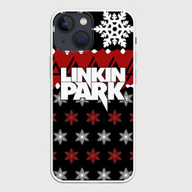 Чехол для iPhone 13 mini с принтом Праздничный Linkin Park в Кировске,  |  | b | chester | linkin park | альтернативный метал | альтернативный рок | беннингтон | группа | знак | красный | линкин парк | музыкант | надпись | новогодний | новый год | ню метал | певец | праздник | рождество